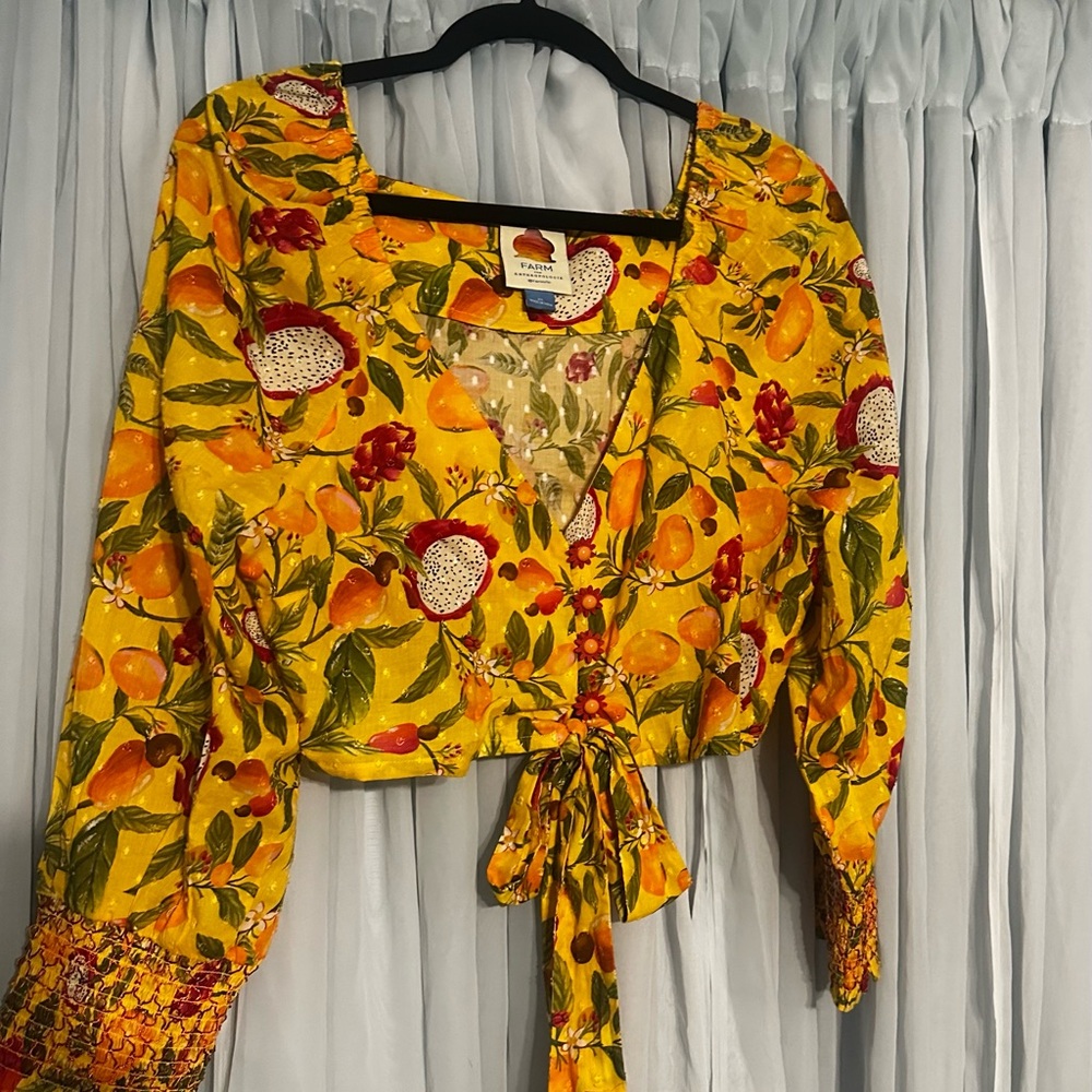 Farm Rio for Anthropologie Deep V Tie Front Crop Top - Picture 7 of 8
